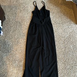 Aqua black jumpsuit with belt, size medium